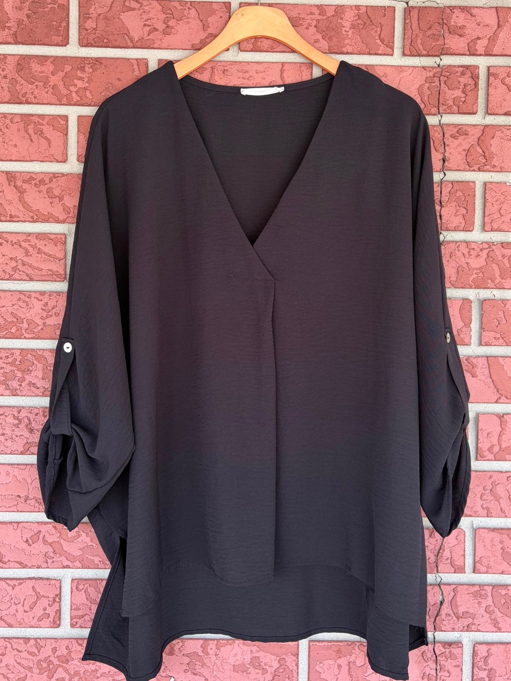 entro Black V-Neck Tunic Top